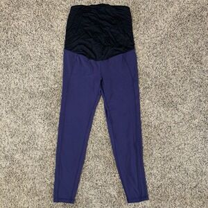 Isabel Maternity Leggings Small Purple Black Ingrid & Isabel Over Belly Stretch